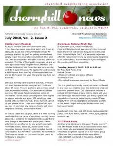 Cherryhill Newsletter - Summer 2010