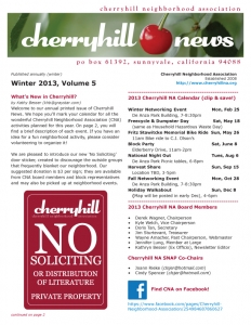 Cherryhill Newsletter - Winter 2013