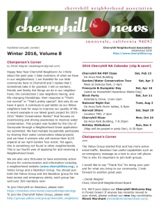 Cherryhill Newsletter - Winter 2016
